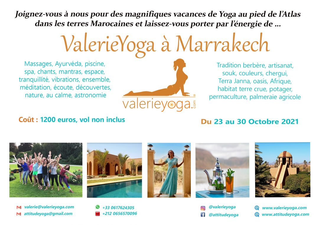 Vacances de Yoga du 23 au 30 Octobre 2021 à Marrakech